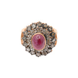 Natural Ruby and Diamond 925 Silver Gold Plated Ring