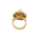 Natural Ruby and Diamond 925 Silver Gold Plated Ring