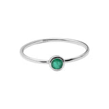 Round Shaped Emerald Gemstone 925 Sterling Silver Dailywear Plain Ring