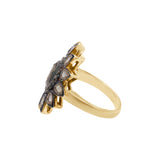 Flower Design Natural Polki Diamond 925 Silver Gold Plated Ring