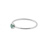 Round Shaped Emerald Gemstone 925 Sterling Silver Dailywear Plain Ring