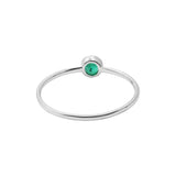 Round Shaped Emerald Gemstone 925 Sterling Silver Dailywear Plain Ring