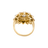 Flower Design Natural Polki Diamond 925 Silver Gold Plated Ring