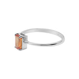 Natural Orange Sapphire Gemstone 925 Sterling Silver Ring