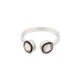 Natural Polki Diamond 925 Silver Gold Plated Adjustable Ring