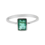 Natural Emerald Rectangle 925 Sterling Silver Healing Ring