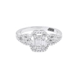 Natural Diamond 18k White Gold Engagement Band Ring For Womens