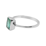 Natural Emerald Rectangle 925 Sterling Silver Healing Ring
