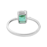 Natural Emerald Rectangle 925 Sterling Silver Healing Ring