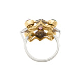 Natural Multi Sapphire Gemstone and Diamond 925 Sterling Silver Gold Plated Ring