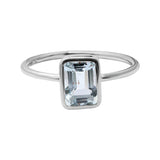 Natural Blue Topaz Rectangle Gemstone 925 Sterling Silver Ring