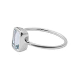 Natural Blue Topaz Rectangle Gemstone 925 Sterling Silver Ring