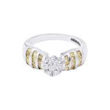 Round Natural White Diamond 18k White Gold Band Ring For Wedding