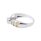 Round Natural White Diamond 18k White Gold Band Ring For Wedding