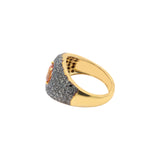 Orange Sapphire and Black Diamond 925 Silver Gold Plated Designer Ring