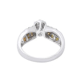 Round Natural White Diamond 18k White Gold Band Ring For Wedding