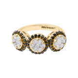 Precious Black and White Diamond 18k White Gold Ring For Womens