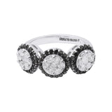 Precious Black and White Diamond 18k White Gold Ring For Womens