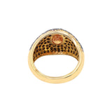Orange Sapphire and Black Diamond 925 Silver Gold Plated Designer Ring