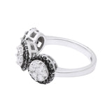 Precious Black and White Diamond 18k White Gold Ring For Womens