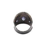 Designer Marquise Cut Tanzanite and Diamond 925 Silver Ring