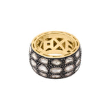 Natural Polki Diamond 925 Silver Gold Plated Band Ring