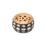 Natural Polki Diamond 925 Silver Gold Plated Band Ring