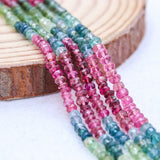 5 Line Natural Multi Tourmaline Round Faceted Spiritual Healing Gemstone Beads Strand Necklace