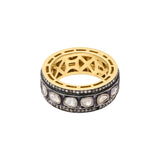 Natural Polki Diamond 925 Silver Gold Plated Band Ring