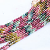 13 Line Natural Multi Tourmaline Round Faceted Spiritual Healing Gemstone Beads Strand Necklace