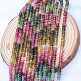 13 Line Natural Multi Tourmaline Round Faceted Spiritual Healing Gemstone Beads Strand Necklace