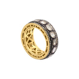 Natural Polki Diamond 925 Silver Gold Plated Band Ring