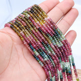 13 Line Natural Multi Tourmaline Round Faceted Spiritual Healing Gemstone Beads Strand Necklace
