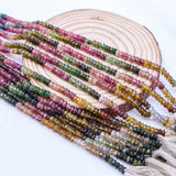 13 Line Natural Multi Tourmaline Round Faceted Spiritual Healing Gemstone Beads Strand Necklace