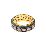 Natural Polki Diamond 925 Silver Band Gold Plated Ring