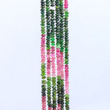 6 Line Natural Multi Tourmaline Round Faceted Spiritual Healing Gemstone Beads Strand Necklace