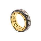 Natural Polki Diamond 925 Silver Band Gold Plated Ring
