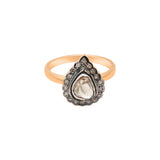 Natural Polki Diamond 925 Sterling Silver Pear Shaped Ring