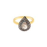 Natural Polki Diamond 925 Sterling Silver Pear Shaped Ring