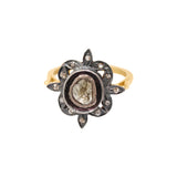 Floral Shaped Natural Polki Diamond 925 Sterling Silver Designer Ring