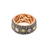 Natural Yellow Sapphire and Polki Diamond 925 Sterling Silver Ring