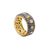 Natural Yellow Sapphire and Polki Diamond 925 Sterling Silver Ring