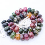 1 Line Natural Multi Tourmaline Round Faceted Spiritual Healing Gemstone Beads Strand Necklace