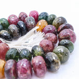 1 Line Natural Multi Tourmaline Round Faceted Spiritual Healing Gemstone Beads Strand Necklace