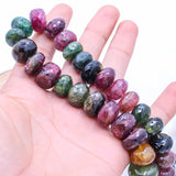 1 Line Natural Multi Tourmaline Round Faceted Spiritual Healing Gemstone Beads Strand Necklace