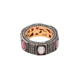 Natural Ruby Gemstone and Polki Diamond 925 Sterling Silver