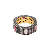 Natural Ruby Gemstone and Polki Diamond 925 Sterling Silver