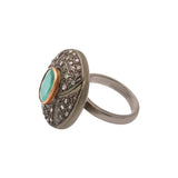 Natural Emerald Gemstone and Diamond 925 Sterling Silver Ring