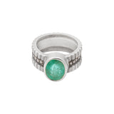 Natural Emerald Gemstone and Diamond 925 Sterling Silver Gold Plated Ring
