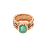 Natural Emerald Gemstone and Diamond 925 Sterling Silver Gold Plated Ring